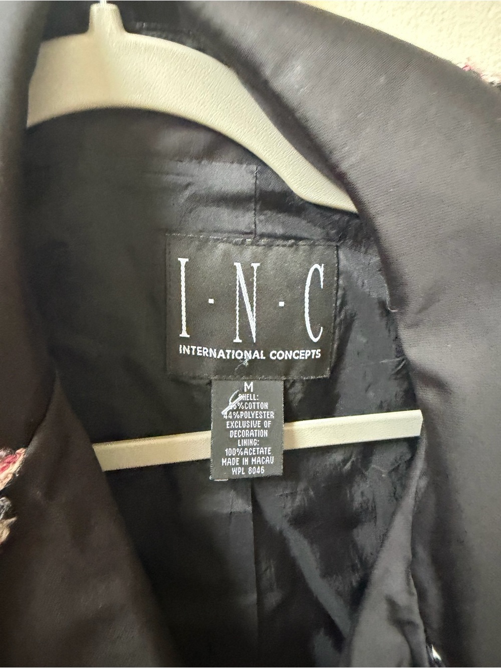 INC International Concepts Black Trench Coat with Pink Floral Trim - Picture 3 of 8